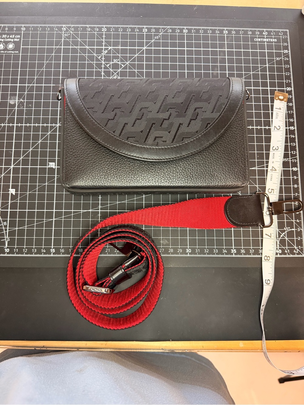 Christian Louboutin Black Crossbody Bag with Red/Black strapz